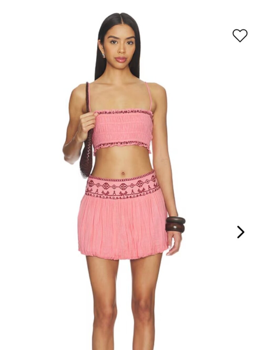 ROCOCO SAND - Smocking Bandeau Top / Bubble Hem Mini Skirt